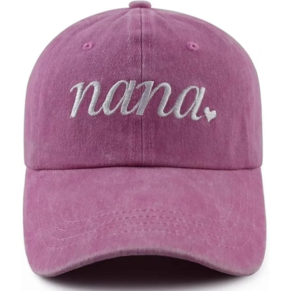 Unisex Pink Washed 100% Cotton Nana Embroidered Adjustable Classic Baseball Cap